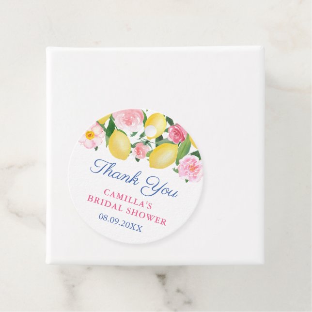 Amalfi Citroner Blå Kakel Baby- eller Bröllopsfest Gåvor Etiketter (På plats)