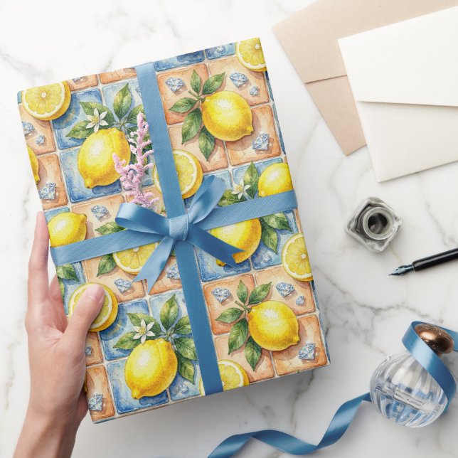 Amalfi citroner, diamanter & Medelhavskakel  Presentpapper (Gåvor)