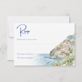 Amalfi Coast Amore | Watercolor Seaside Wedding OSA Kort