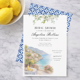 Amalfi Coast Blå Kakel Italiensk Bröllopsfest Ital Inbjudningar