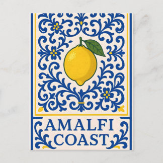 Amalfi Coast Citron – Blått Prydnadsplattor Italia Helg Vykort