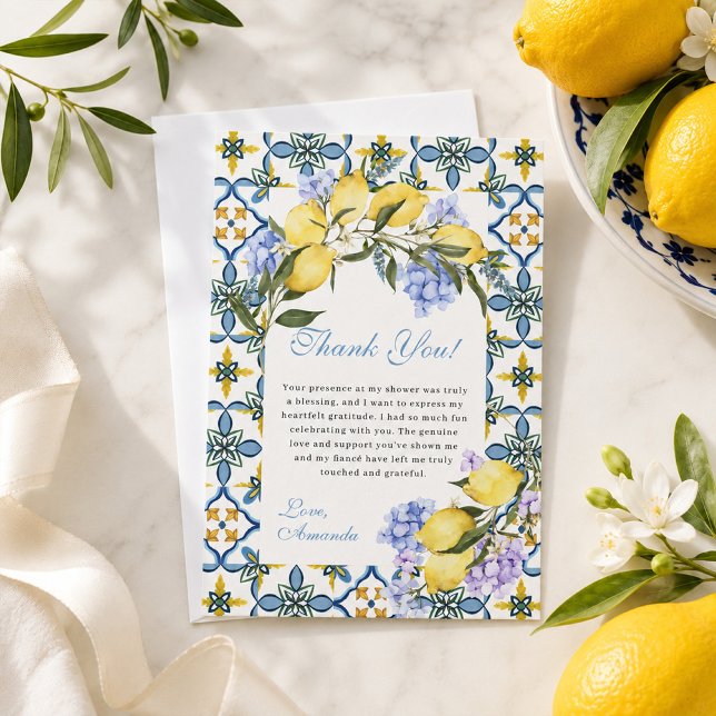Amalfi Coast Citron Italia Mediterran Bröllopsfest Tack Kort (Skapare uppladdad)