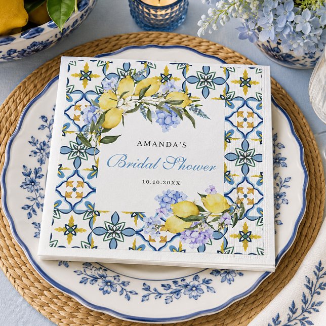 Amalfi Coast Citron Italiensk Bröllopsfest Pappersservett (Skapare uppladdad)