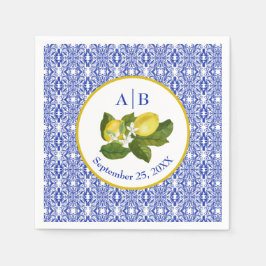 Amalfi Coast I Italian Lemon & Blue Tile Mongram Pappersservett