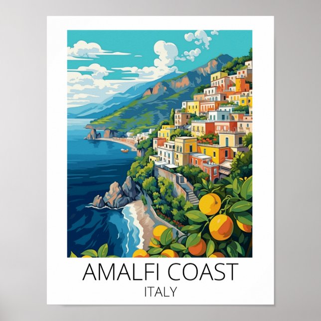 Amalfi Coast Italy Vintage Travel Poster (Framsidan)