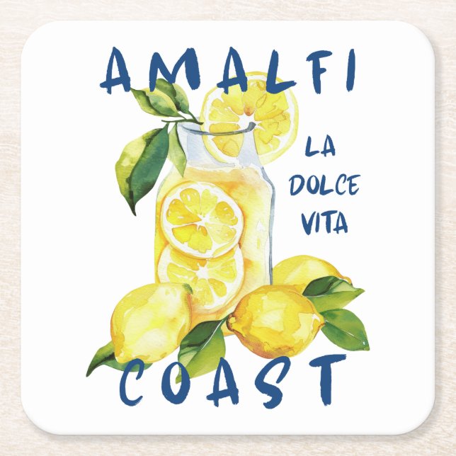 Amalfi Coast – La Dolce Vita Limoncello Lemons Underlägg Papper Kvadrat (Framsidan)
