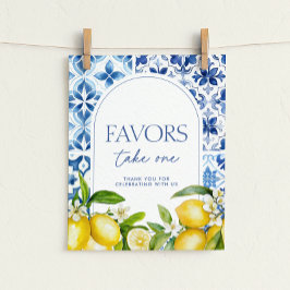 Amalfi Coast Lemon Baby Shower Favors Sign Poster