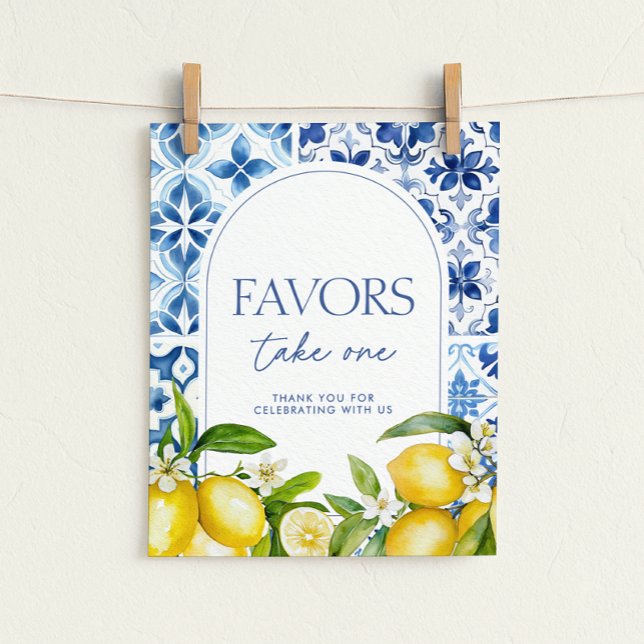 Amalfi Coast Lemon Baby Shower Favors Sign Poster (Skapare uppladdad)