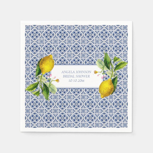 Amalfi Coast Lemon Tiles Italy Personalized names Pappersservett (Framsidan)