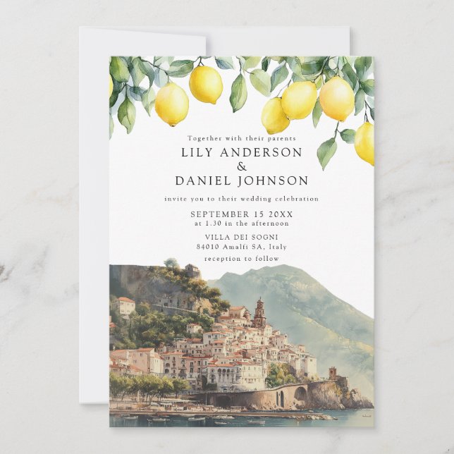 Amalfi Coast Lemons Italy Photo Wedding Inbjudningar (Framsida)