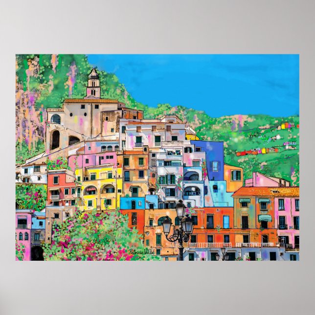 Amalfi Coast of Italy Digital Art Traditional Poster (Framsidan)