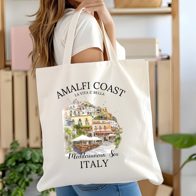 Amalfi Coast Retro Travel Art – Mediterranean Sea  Tygkasse (Skapare uppladdad)