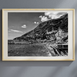 Amalfi Coast Svart Och Fotografi Affisch