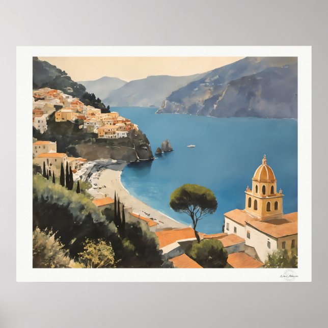 Amalfi Coast Village View Poster (Framsidan)