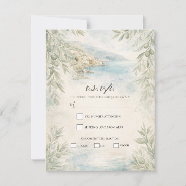 Amalfi Drömmar Medelhavet Kusten RSVP Inbjudningar (Framsida)