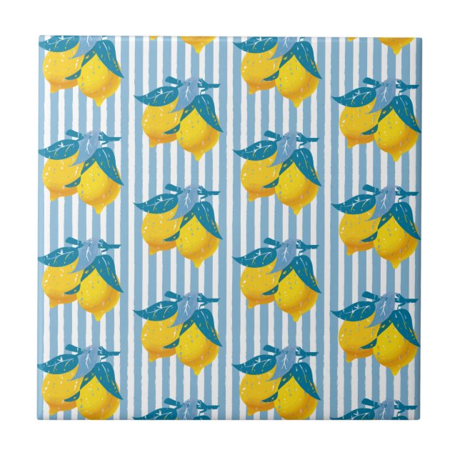 Amalfi gula citron Medelhavsstil Kakelplatta (Framsidan)
