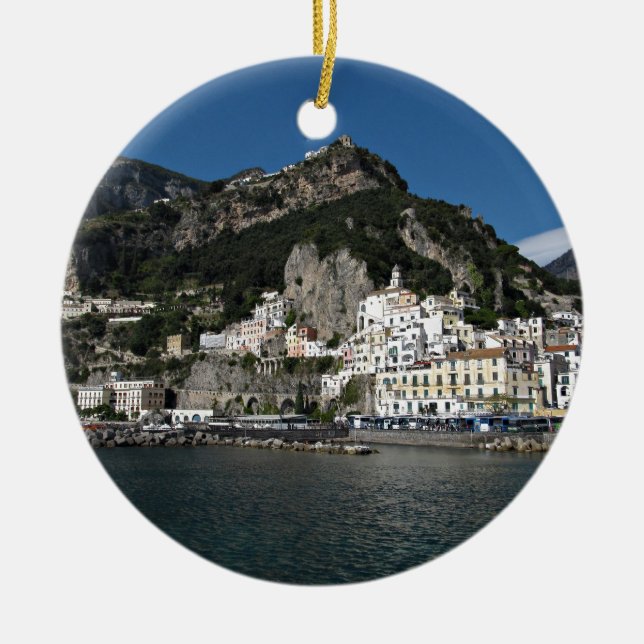 Amalfi havet beskådar julgransprydnad keramik (Framsidan)