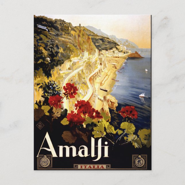 Amalfi, Italia travel poster Vykort (Framsida)