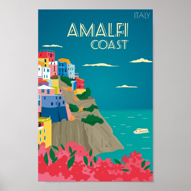 Amalfi Italien Berömd Travel Ställe Poster (Framsidan)