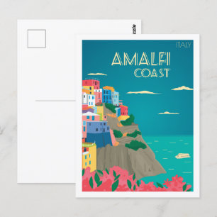 Amalfi Italien Berömd Travel Ställe Vykort