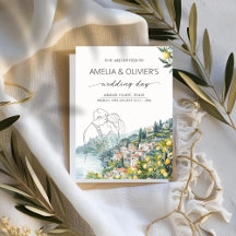 Amalfi Italien bröllopsinbjudan Lemon Sommaren