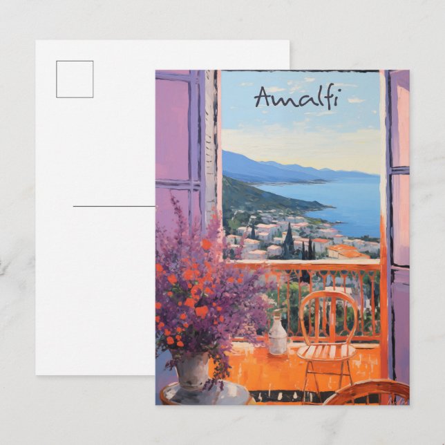 Amalfi Italien Resa Stad Estetik Vykort (Fram/baksida)