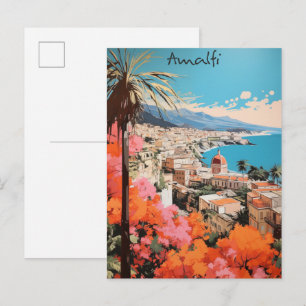 Amalfi Italien Resa Stad Måleri Estetik Vykort