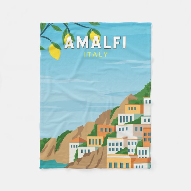 Amalfi Italien Retro Travel Art-Vintage Fleecefilt (Framsidan)