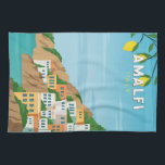 Amalfi Italien Retro Travel Art-Vintage Kökshandduk<br><div class="desc">Konstruktion för Amalfi-vektor. Amalfi är en stad i en dramatisk naturmiljö under branta klippor på Italiens sydvästra kusten.</div>