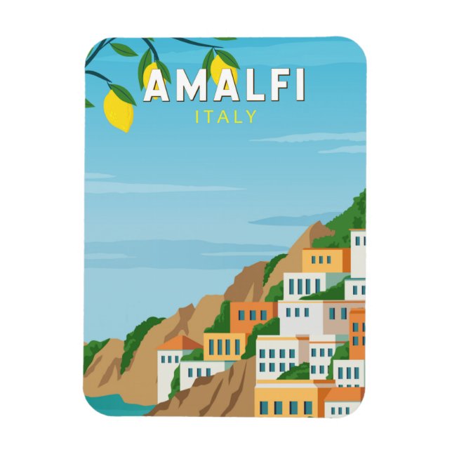 Amalfi Italien Retro Travel Art-Vintage Magnet (Vertikal)