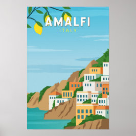 Amalfi Italien Retro Travel Art-Vintage Poster