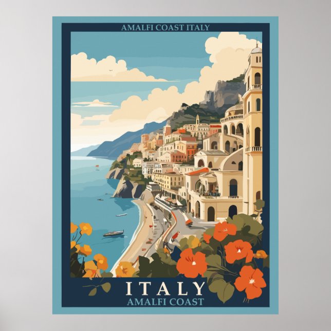 Amalfi Italien Retro Travel Vintage Poster (Framsidan)