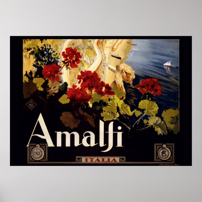 Amalfi Italien Travel Poster Art Graphic (Framsidan)