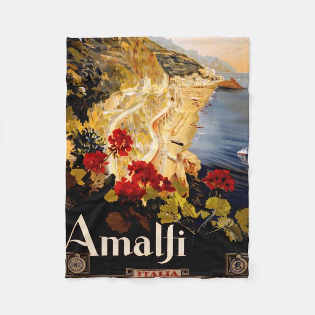 Amalfi Italien Travel Poster Art Graphic Fleecefilt (Framsidan)