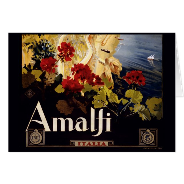 Amalfi Italien Travel Poster Art Graphic Hälsningskort (Framsidan Horizontal)