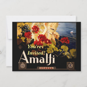 Amalfi Italien Travel Poster Art Graphic Inbjudningar