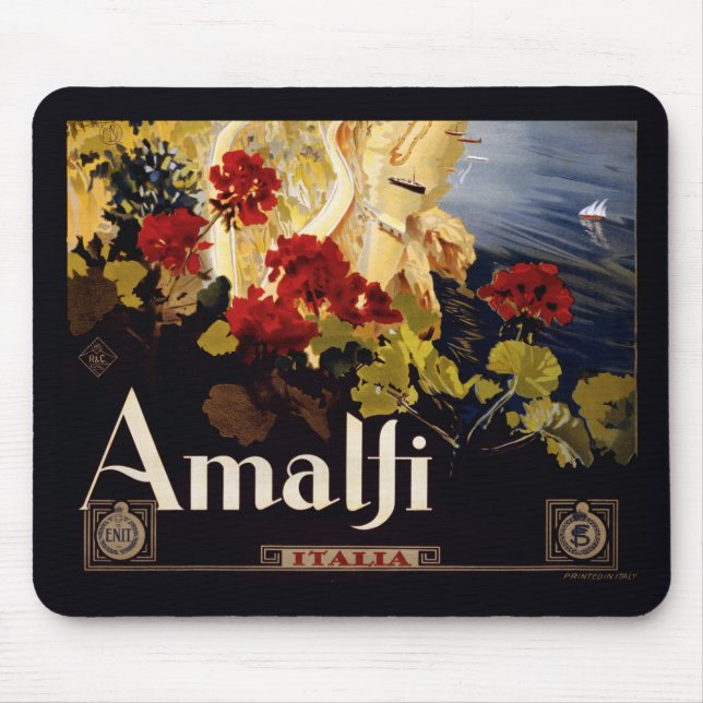 Amalfi Italien Travel Poster Art Graphic Musmatta (Framsidan)