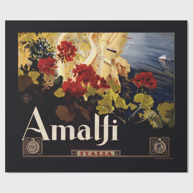 Amalfi Italien Travel Poster Art Graphic Presentpapper (Platt)
