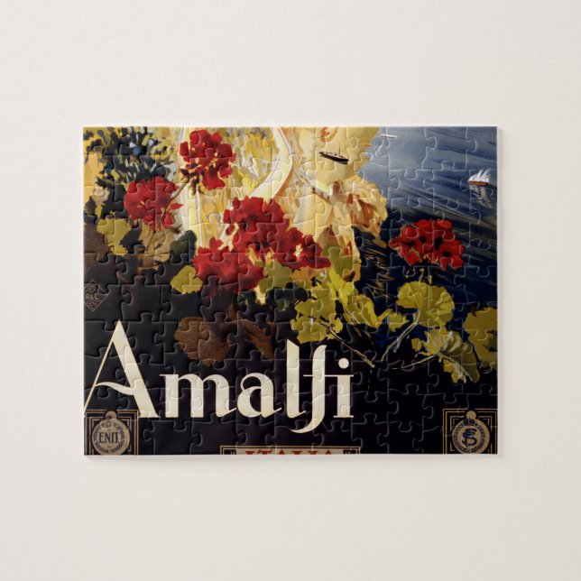 Amalfi Italien Travel Poster Art Graphic Pussel (Horisontell)