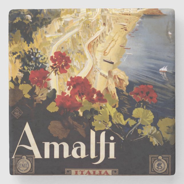 Amalfi Italien Travel Poster Art Graphic Stenunderlägg (Framsidan)