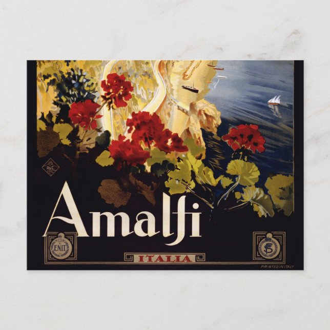 Amalfi Italien Travel Poster Art Graphic Vykort (Framsida)