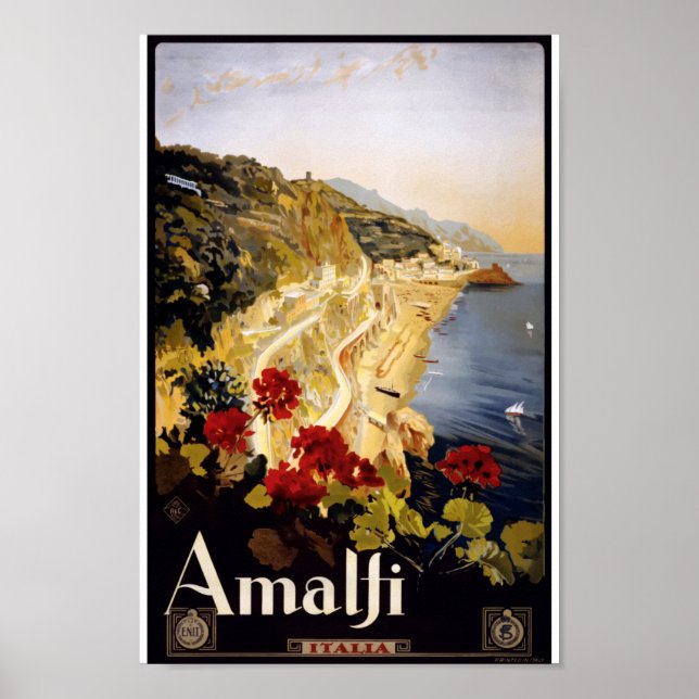 Amalfi Italien Travel Vintage affisch (Framsidan)
