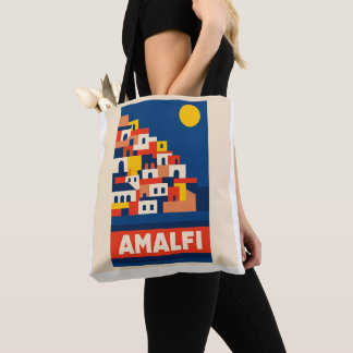 Amalfi Italien Vintage Resväska Retro Kust Tygkasse