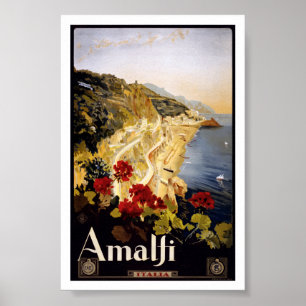 Amalfi italienItalia vintage resor Poster