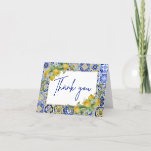 Amalfi italiensk Blue Tile Citrus Lemon-skript Tack Kort