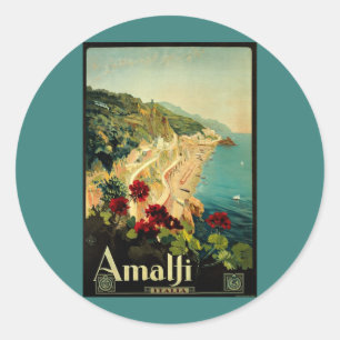 Amalfi italienska kust, Vintage resaffisch Italien Runt Klistermärke
