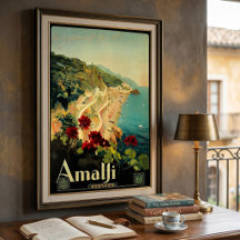 Amalfi italienska kusten, Vintage Resaaffisch Ital