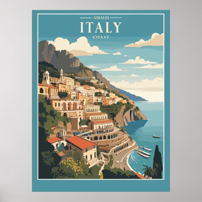 Amalfi Italiska Kusten Poster (Framsidan)