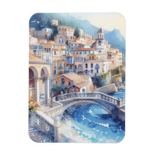 Amalfi-kust akvarell magnet