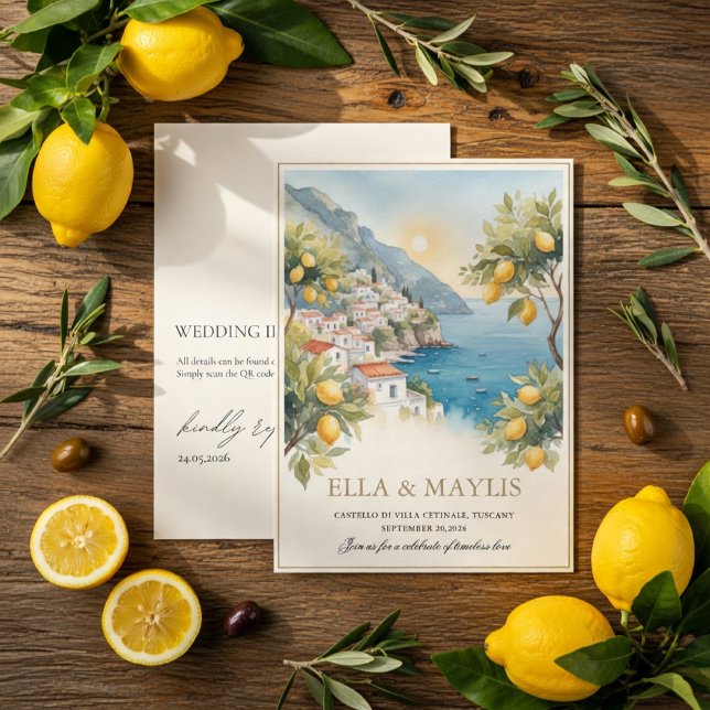 Amalfi-kust Citron Bröllopsinbjudan | Italienska  Inbjudningar (Skapare uppladdad)